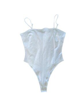Austen & Anchor Bodysuit Adjustable Spaghetti Straps Snap Closure White L NWOT